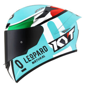 CAPACETE KYT TT COURSE DALLA PORTA LEOPARD ITALY – Azul Tiffanny Verde Branco e Vermelho