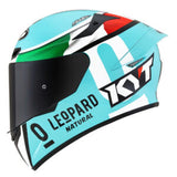 CAPACETE KYT TT COURSE DALLA PORTA LEOPARD ITALY – Azul Tiffanny Verde Branco e Vermelho