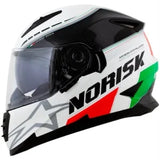Capacete Norisk FF302 Grand Prix (Viseira Solar) Italy Preto/Branco Brilho