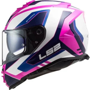 Capacete LS2 Storm FF800 Techy – Branco/Rosa (Com Viseira Solar)