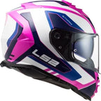 Capacete LS2 Storm FF800 Techy – Branco/Rosa (Com Viseira Solar)