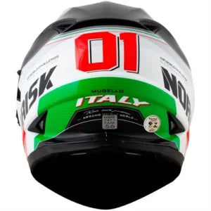 Capacete Norisk FF302 Grand Prix (Viseira Solar) Italy Preto/Branco Brilho