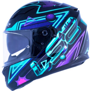 CAPACETE LS2 STREAM FF320 SYNTH Preto, roxo e verde