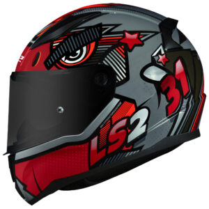 CAPACETE LS2 RAPID FF353 KHAN – Cinza e Vermelho