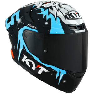 Capacete KYT TT Course Masia Winter Test Preto e Azul Brilhante