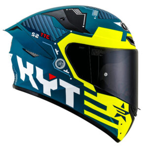 Capacete KYT TT Course Fuselage Azul e Amarelo Mais Viseira Camaleão
