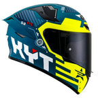 Capacete KYT TT Course Fuselage Azul e Amarelo Mais Viseira Camaleão