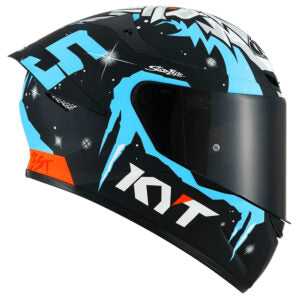 Capacete KYT TT Course Masia Winter Test Preto e Azul Brilhante