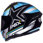 Capacete ASX Draken Pilot Preto Azul e Amarelo Brilhante