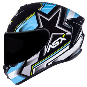 Capacete ASX Draken Pilot Preto Azul e Amarelo Brilhante