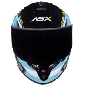 Capacete ASX Draken Pilot Preto Azul e Amarelo Brilhante