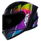 Capacete ASX City Storm Preto e Colorido Brilhante Moto