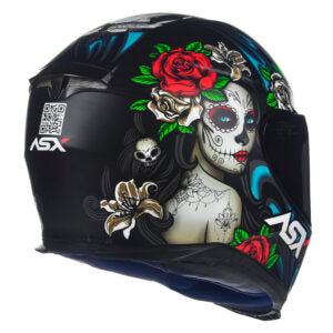 Capacete ASX Eagle Catrina Preto e Vermelho Fosco Masculino e Feminino Moto