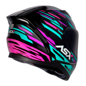 Capacete ASX City Arrow Preto e Tiffany Brilhante Moto