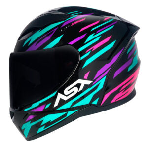 Capacete ASX City Arrow Preto e Tiffany Brilhante Moto