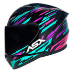Capacete ASX City Arrow Preto e Tiffany Brilhante Moto