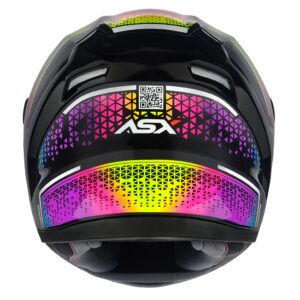 Capacete ASX City Storm Preto e Colorido Brilhante Moto
