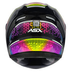 Capacete ASX City Storm Preto e Colorido Brilhante Moto