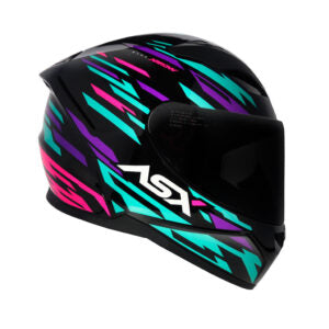 Capacete ASX City Arrow Preto e Tiffany Brilhante Moto