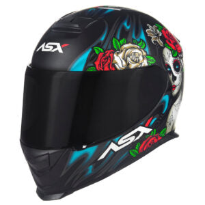 Capacete ASX Eagle Catrina Preto e Vermelho Fosco Masculino e Feminino Moto