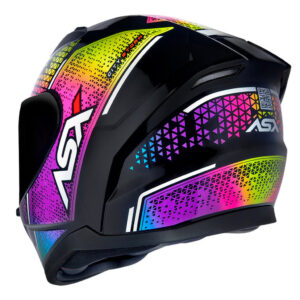 Capacete ASX City Storm Preto e Colorido Brilhante Moto