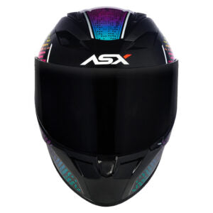 Capacete ASX City Storm Preto e Colorido Brilhante Moto