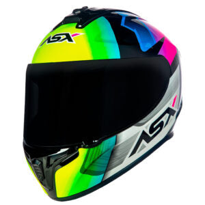 Capacete ASX Draken Striker Preto Amarelo e Rosa Brilhante