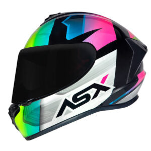 Capacete ASX Draken Striker Preto Amarelo e Rosa Brilhante